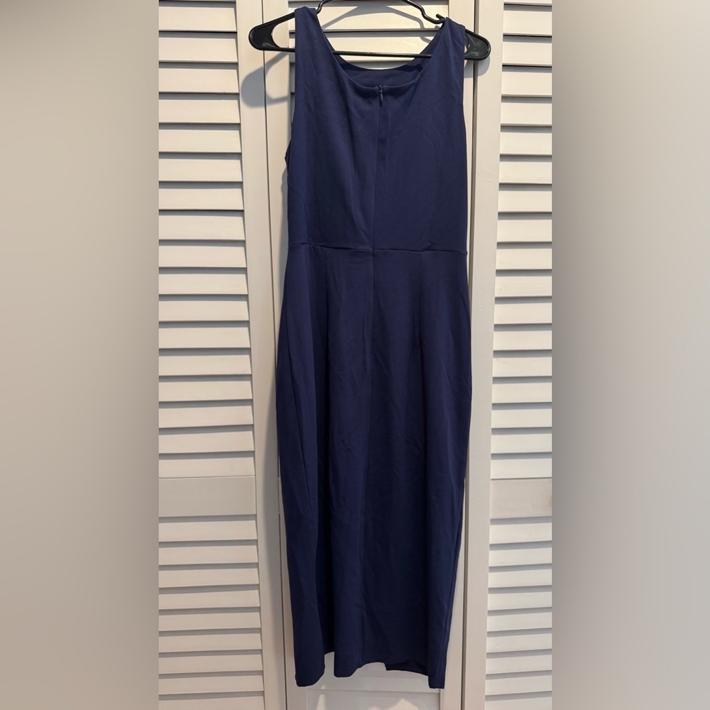 NWT Grace Karin Navy Blue Faux Wrap Midi Dress Size Large - Picture 4 of 6